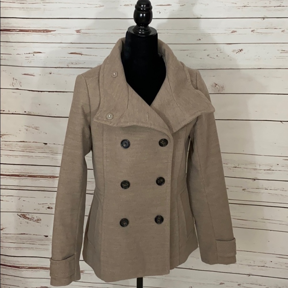 H&M Taupe Double Breasted Pea Coat Size 10